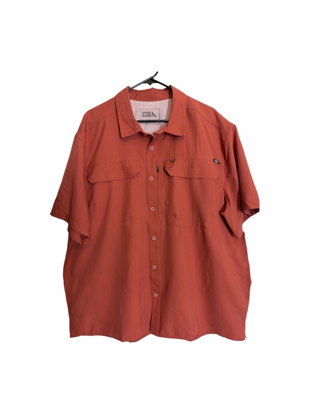 Eddie Bauer Short-Sleeve Button-Down Shirt in Rust Orange